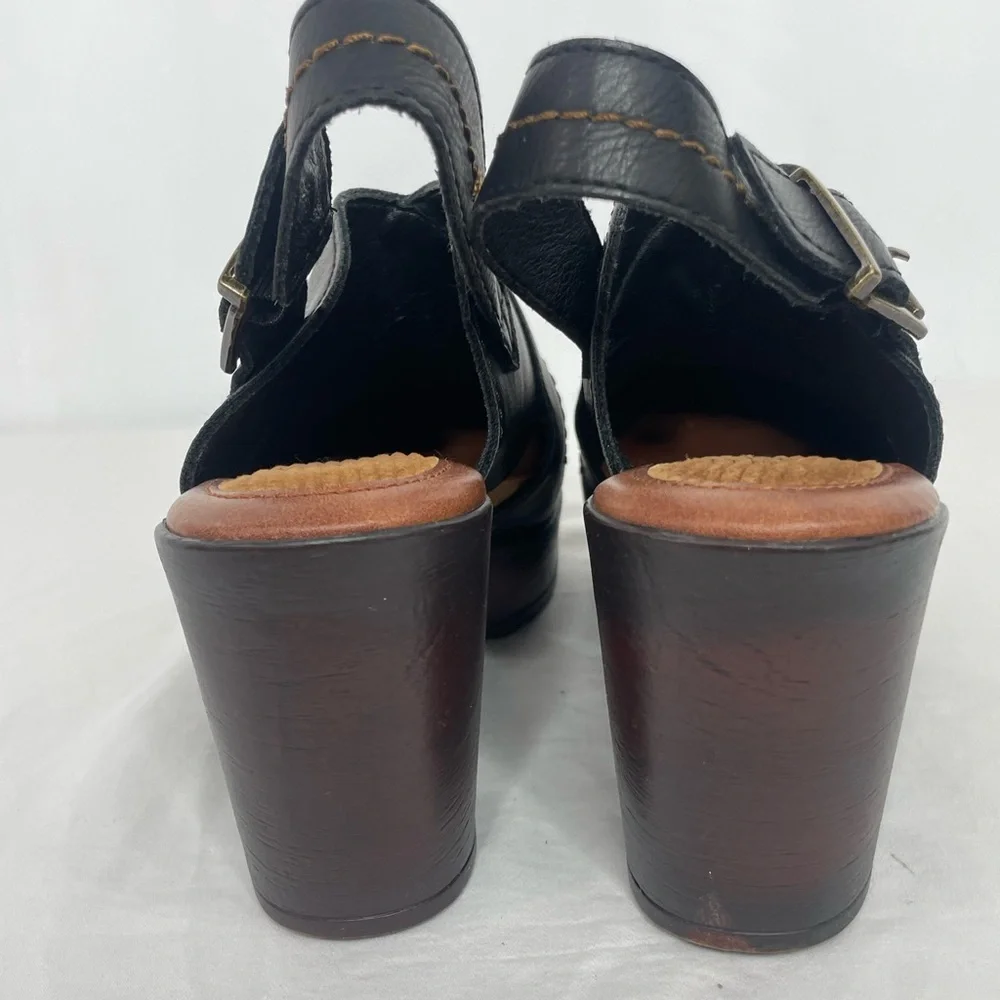BOC Born Black Leather Clog Heels Womens 10M Slingback Platform Comfort Shoes - Picture 6 of 9